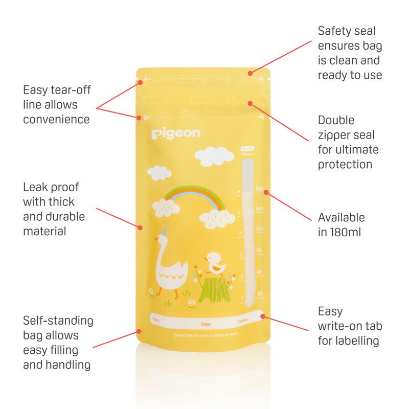 PIGEON BREASTMILK STORAGE BAGS – 180ML (25 PCS)