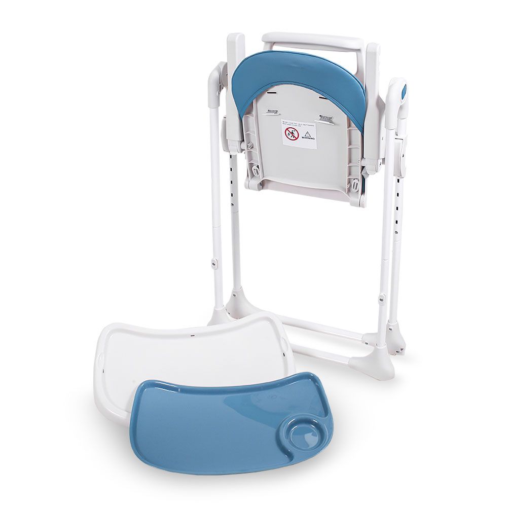 PREMIUM BLUE ADJUSTABLE BABY HIGH CHAIR WITH RECLINE, HEIGHT CONTROL & SAFETY HARNESS
