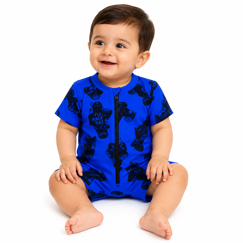 Blue Baby Short-Sleeve Romper Zubaidas