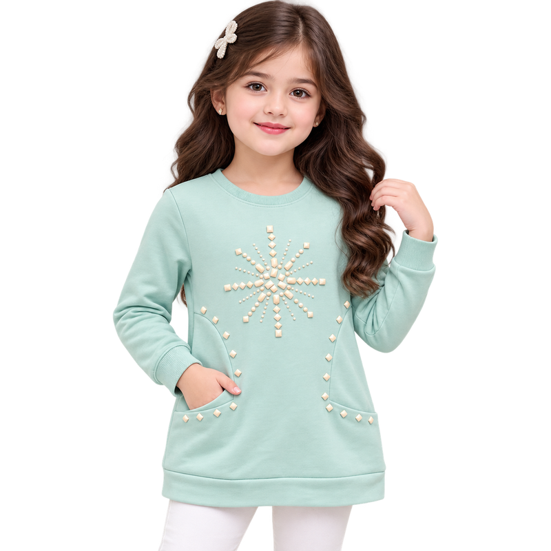 Girls Full-Sleeve Embellished Sweatshirt Zubaidas
