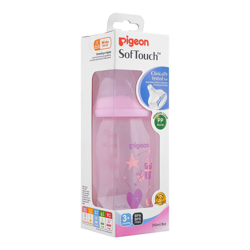 Pigeon Baby Feeding Bottle – Pink Wide Neck Anti-Colic Nursing Bottle