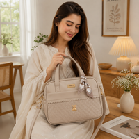 Elegant Beige Women's Handbag with Scarf Accent – Premium Crossbody & Shoulder Bag - View 4