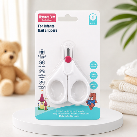 Hercules Bear Baby Nail Scissors – Safe Rounded Tip Infant Nail Clipper for Newborns & Babies