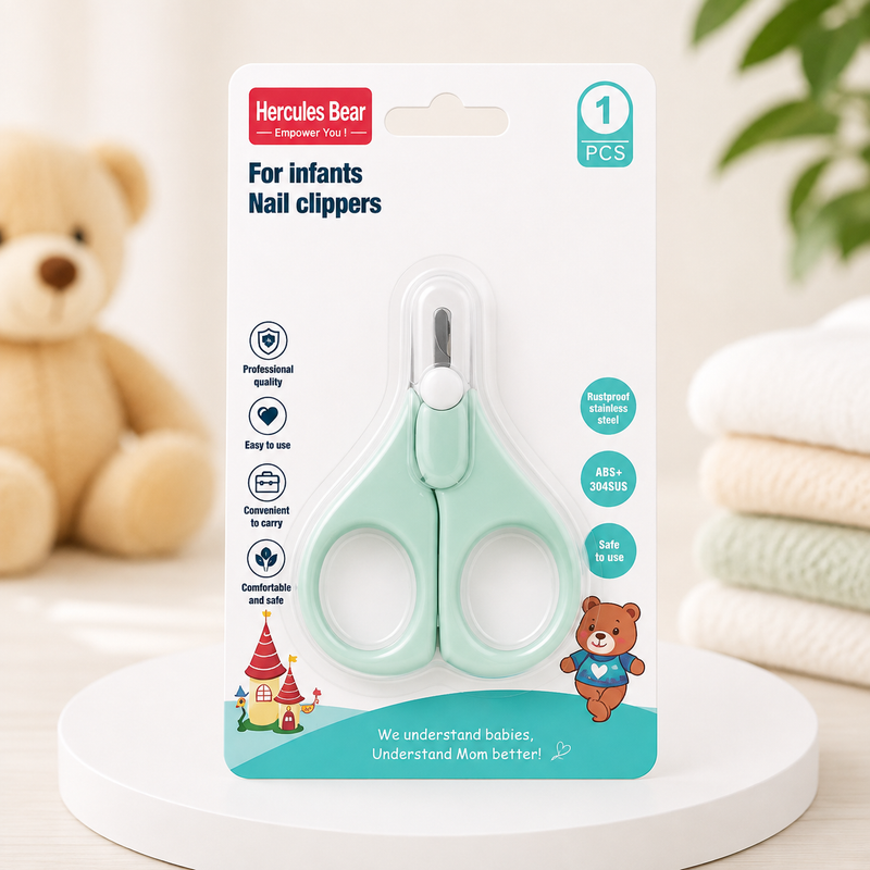 Hercules Bear Baby Nail Scissors – Safe Rounded Tip Infant Nail Clipper for Newborns & Babies