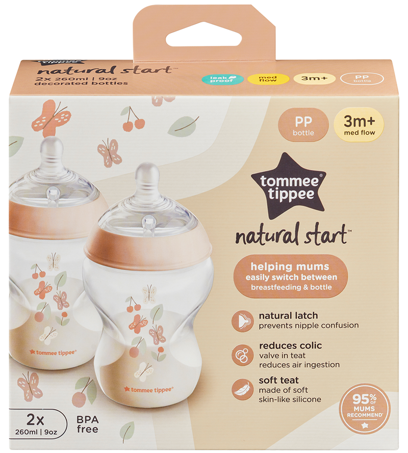 Natural Start Decor PP Bottle with M Teat Pack Of 2 260ML