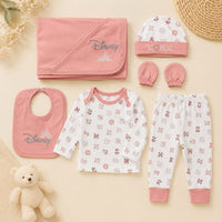 6-Piece Disney Baby Newborn Gift Set – Cotton Clothing Set with Blanket, Bib, Cap, Mittens, Top & Pants - View 1
