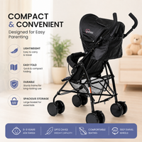 Enjoy smooth, effortless outings with this Lightweight Baby Buggy - Black T051. Thoughtfully designed for newborns up to 3 years,... Read more - View 1