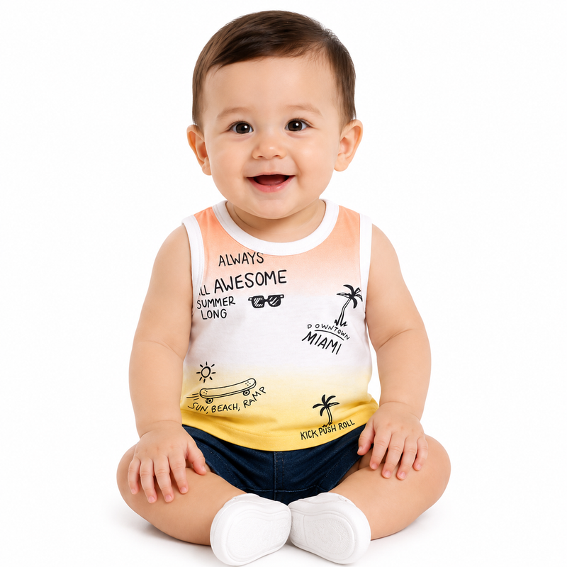 Baby Boy Sleeveless Graphic T-Shirt Tank Top  Zubaidas