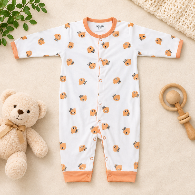 Sweet Bow Bear 3-Piece Cotton Sleeping Suit Set (0-3M)