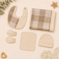 Organic Cotton Baby Newborn Gift Set – Sleeveless Bodysuit, Sleepsuit, Blanket, Bib, Cap & Mittens - View 2