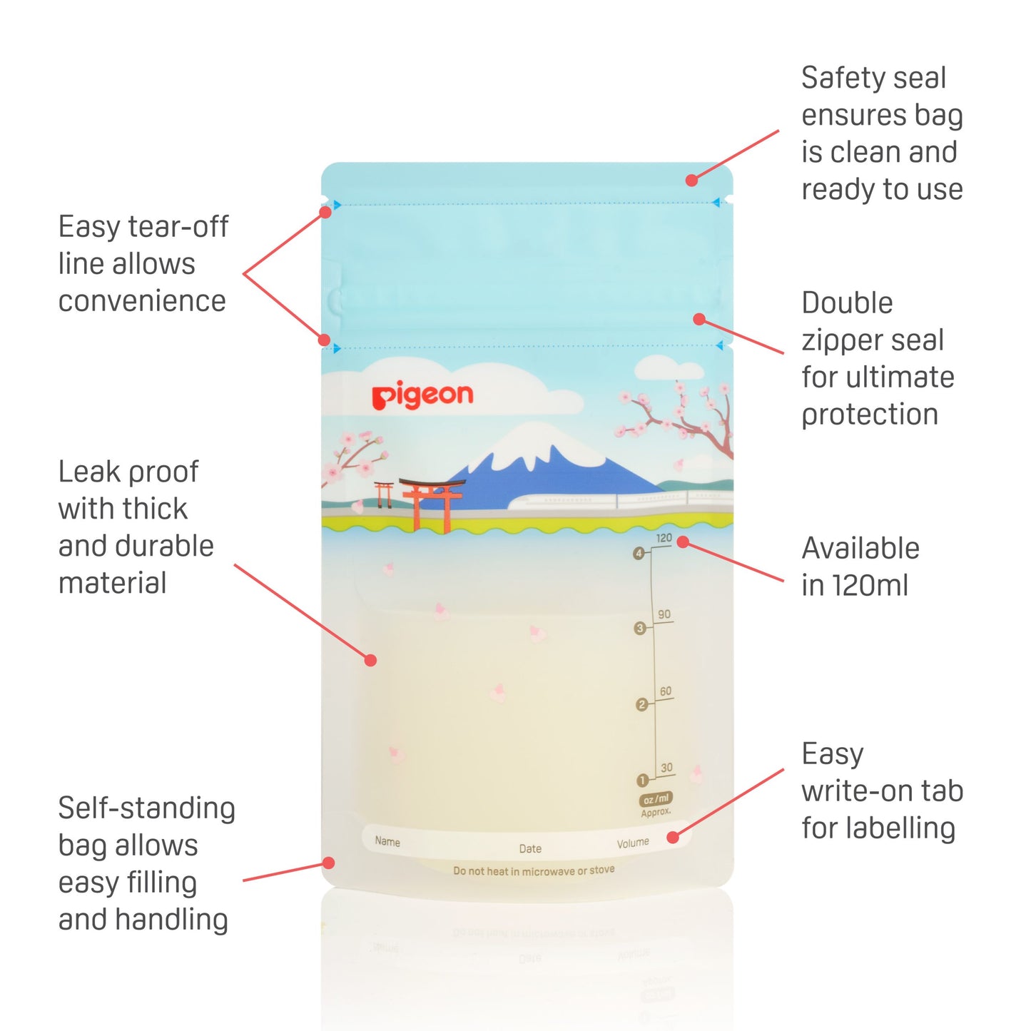 PIGEON BREASTMILK STORAGE BAGS – 120ML (25 PCS)
