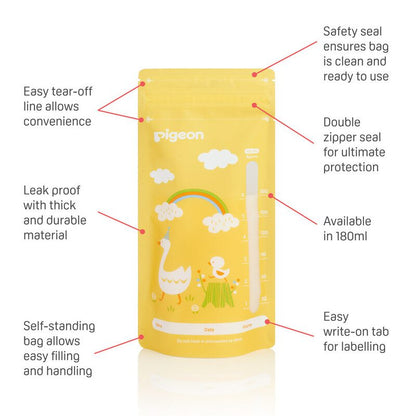PIGEON BREASTMILK STORAGE BAGS – 180ML (25 PCS)