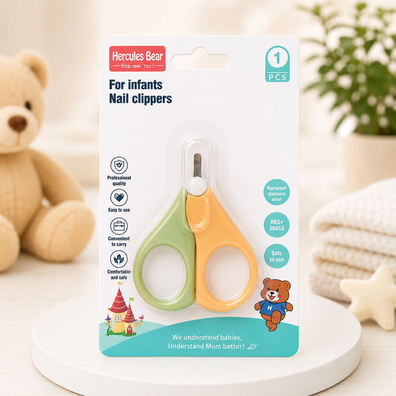 Hercules Bear Baby Nail Scissors – Safe Rounded Tip Infant Nail Clipper for Newborns & Babies