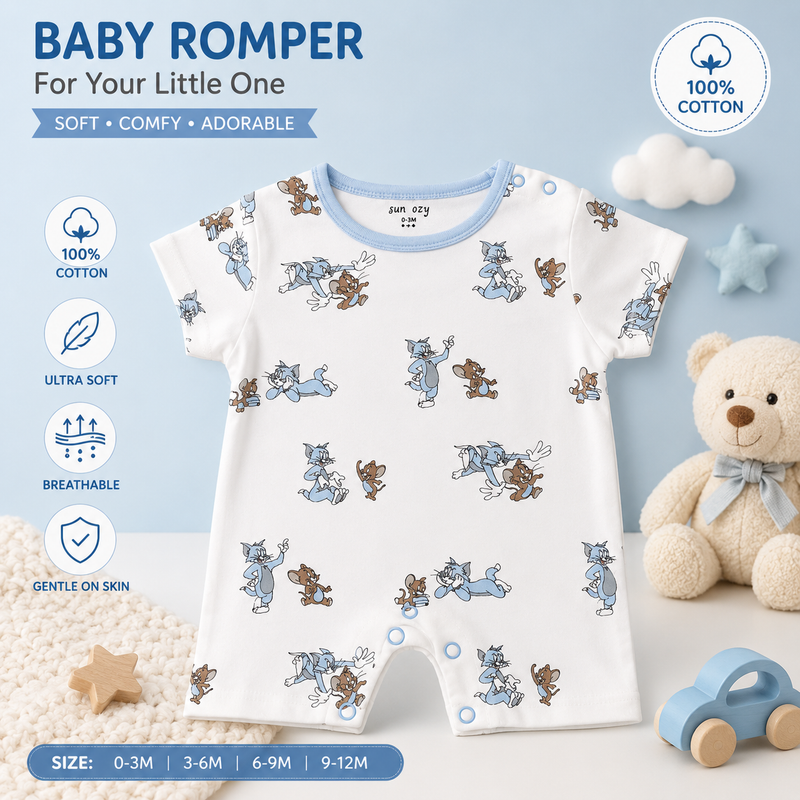 3-Piece Tom and Jerry Cotton Sleeping Suit Set