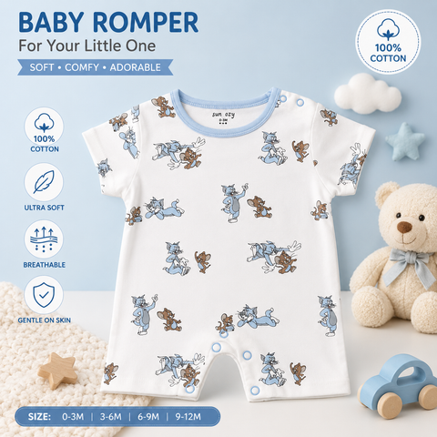 3-Piece Tom and Jerry Cotton Sleeping Suit Set