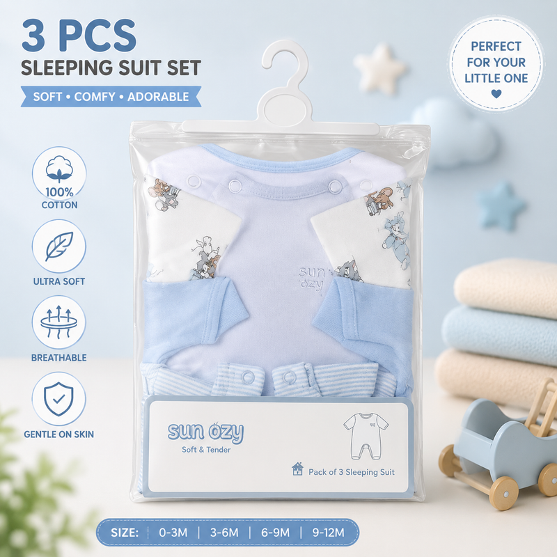 3-Piece Tom and Jerry Cotton Sleeping Suit Set