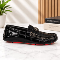 Boys Premium Black Crocodile Pattern Loafers – Formal Slip-On Shoes - View 2