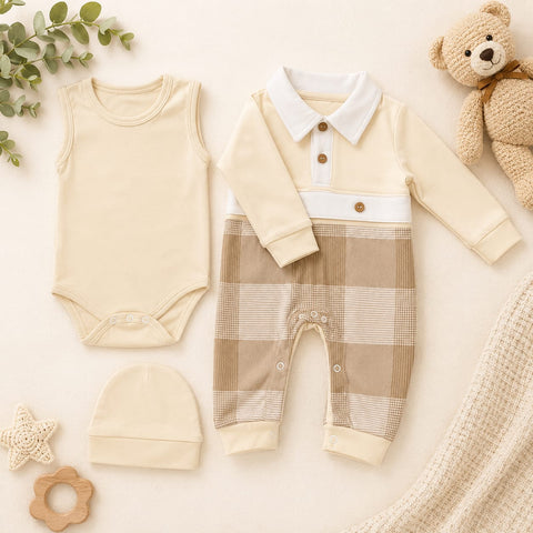 Organic Cotton Baby Newborn Gift Set – Sleeveless Bodysuit, Sleepsuit, Blanket, Bib, Cap & Mittens