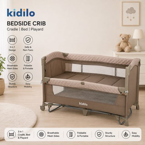 Kidilo Baby Bedside Playpen UP650C with Swing & Mosquito Net