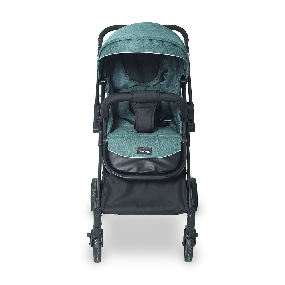 TINNIES BABY STROLLER – GREEN, FOLDABLE WITH REVERSIBLE HANDLE