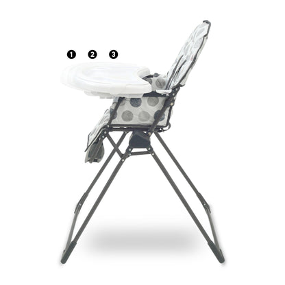TINNIES PREMIUM GREY POLKA DOT FOLDABLE HIGH CHAIR