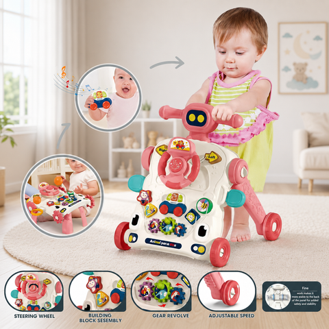 5-in-1 Multifunction Baby Walker & Activity Learning Table | Push Walker, Ride-On & Educational Toy