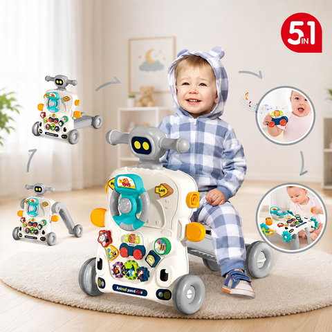5-in-1 Multifunction Baby Walker & Activity Learning Table | Push Walker, Ride-On & Educational Toy
