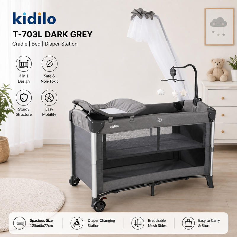 Kidilo Baby Playpen Folding Baby Cot T-703L