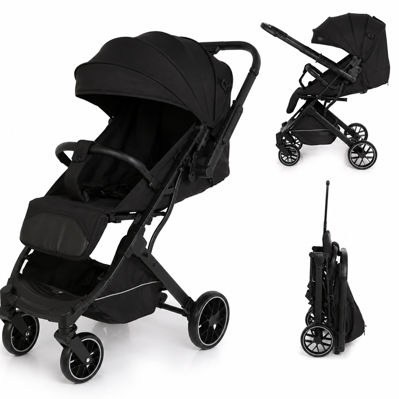 New Kidilo Travel Stroller D8 Premium Luxury Baby Stroller & Travel Pram – Lightweight, One-Hand Fold, Reversible Seat (Black | Coffee | Grey)