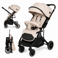 Kidilo-k919N Premium Foldable Baby Stroller – Lightweight Travel Pushchair with Reversible Seat | Beige, Black & Coffee - View 1