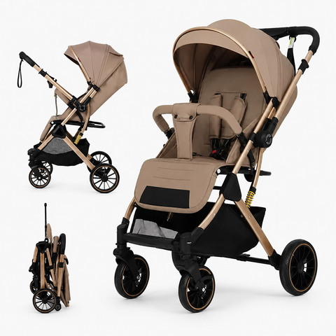 Kidillo B2 Premium Black Luxury Baby Stroller – Reversible Seat, One-Hand Fold & Large Canopy