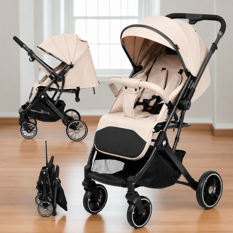 Kidillo 535 Premium Lightweight Foldable Baby Stroller – One-Hand Fold | Multi-Position Recline | Large Canopy | Travel Pram