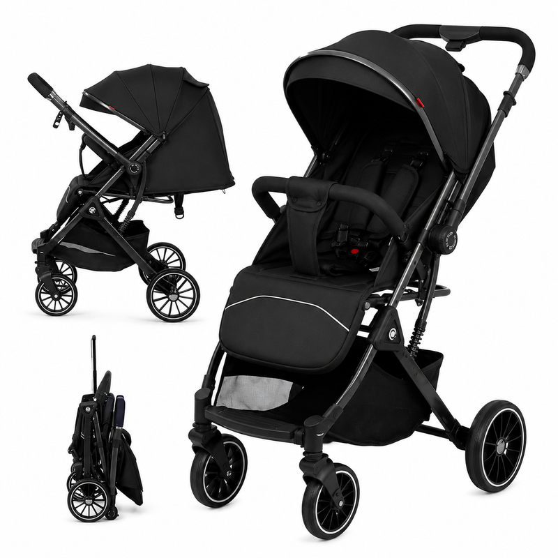 Kidillo 535 Premium Lightweight Foldable Baby Stroller – One-Hand Fold | Multi-Position Recline | Large Canopy | Travel Pram
