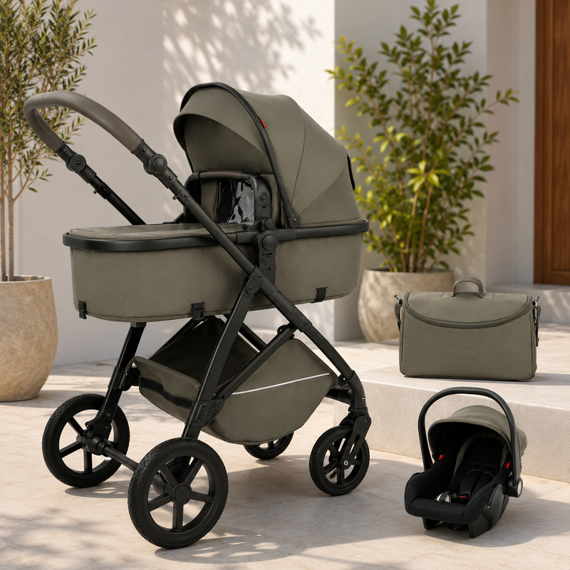 Kidilo K08M+C Premium 3-in-1 Baby Stroller & Travel System