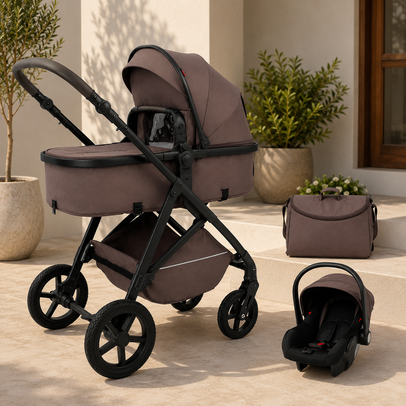 Kidilo K08M+C Premium 3-in-1 Baby Stroller & Travel System