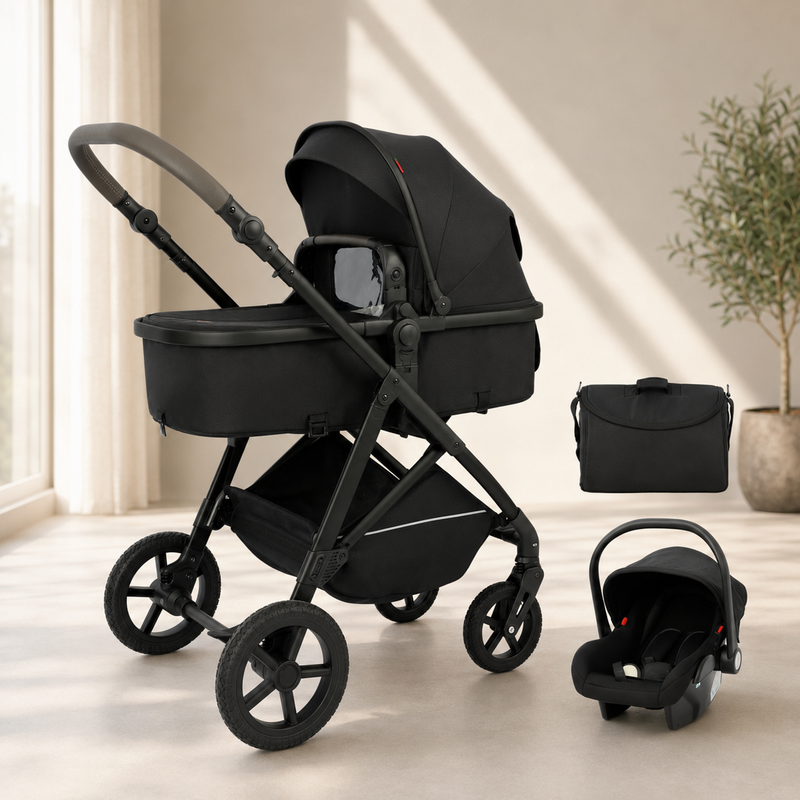 Kidilo K08M+C Premium 3-in-1 Baby Stroller & Travel System