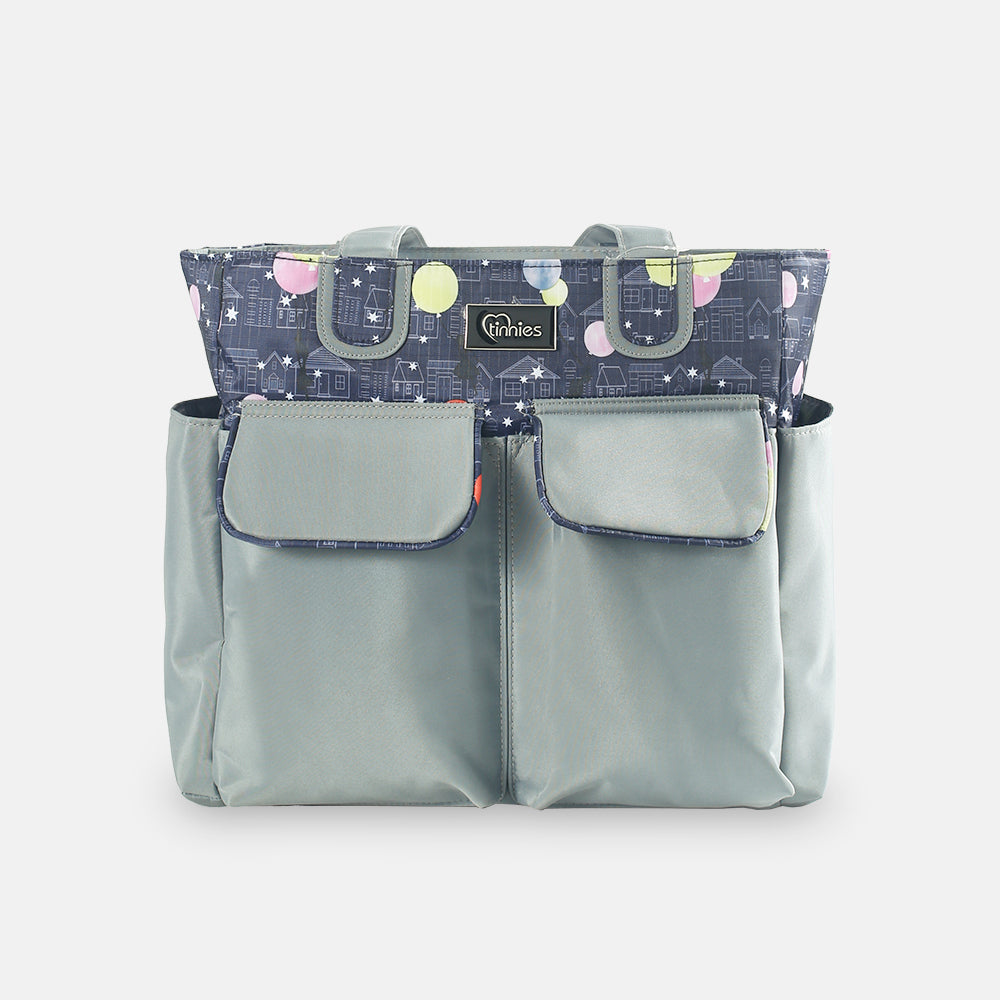 COMPACT DIAPER BAG WITH CHANGING PAD – GREY