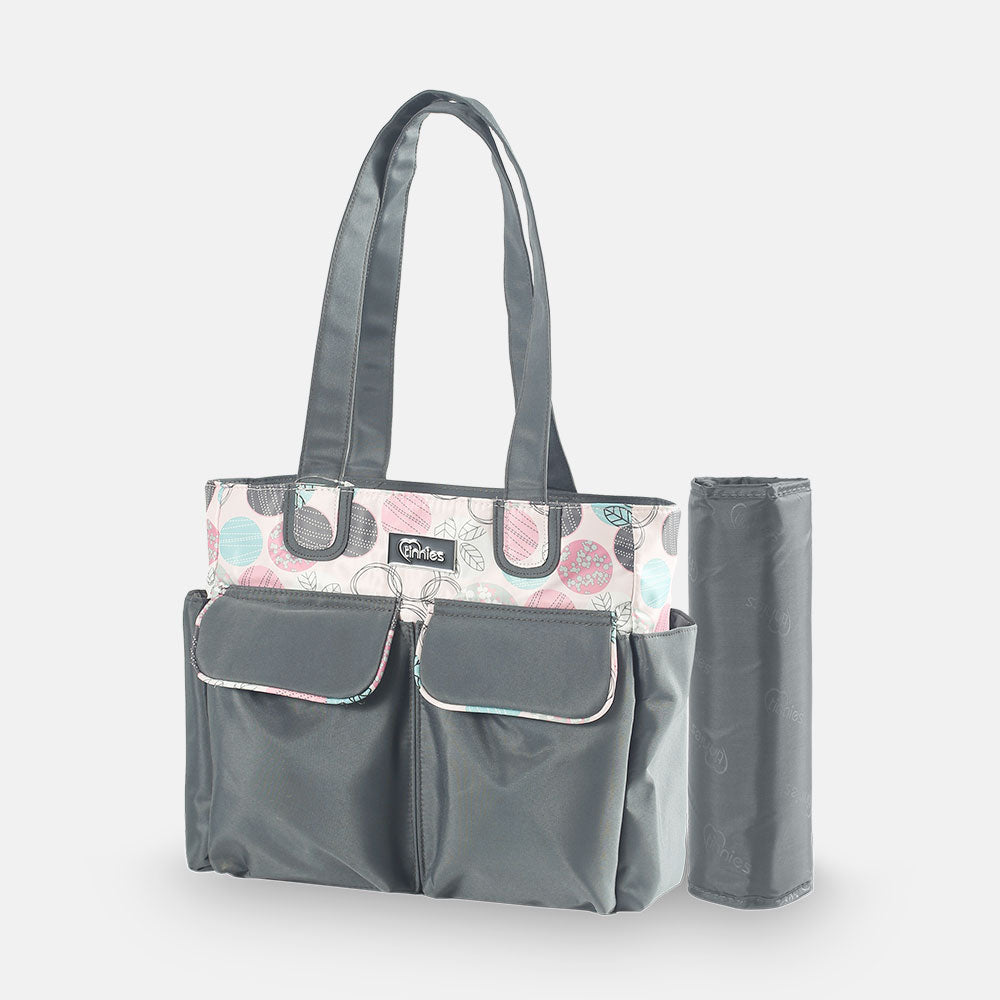 COMPACT DIAPER BAG WITH CHANGING PAD – GREY