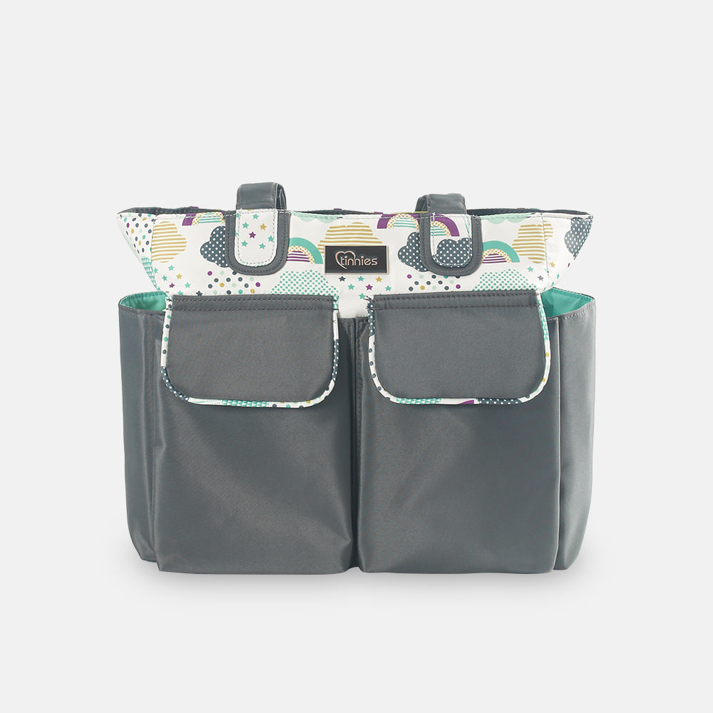 COMPACT DIAPER BAG WITH CHANGING PAD – GREY
