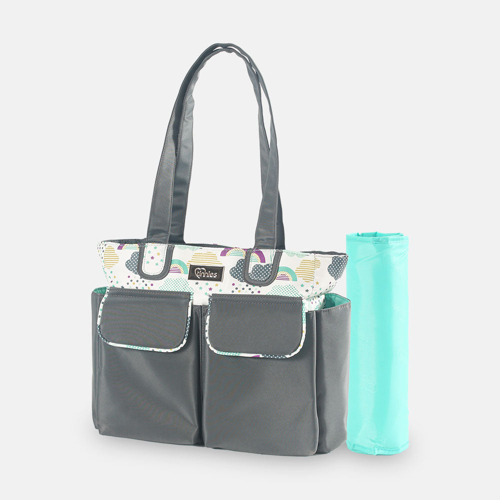 COMPACT DIAPER BAG WITH CHANGING PAD – GREY