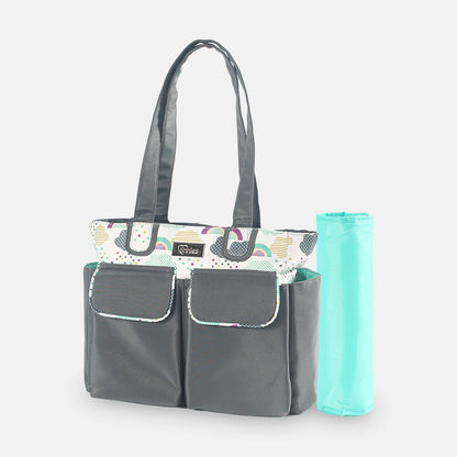 COMPACT DIAPER BAG WITH CHANGING PAD – GREY