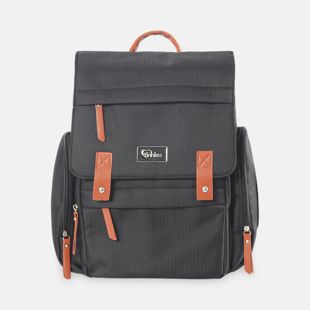 TINNIES DIAPER BACKPACK – BLACK, HANDS-FREE COMFORT FOR MODERN MOMS