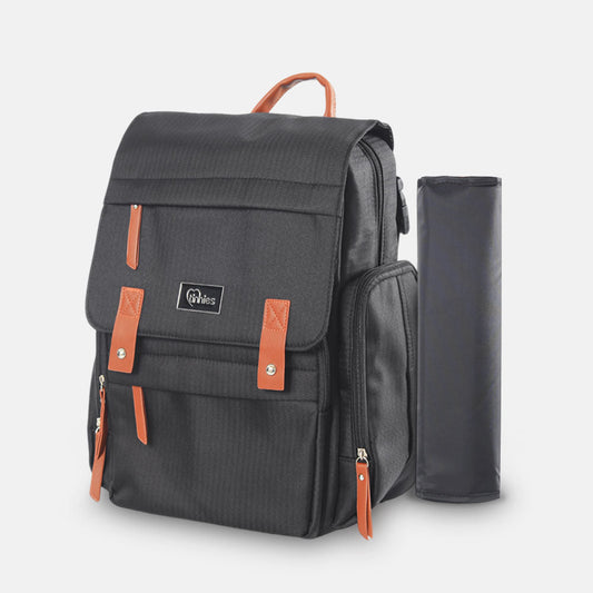 TINNIES DIAPER BACKPACK – BLACK, HANDS-FREE COMFORT FOR MODERN MOMS