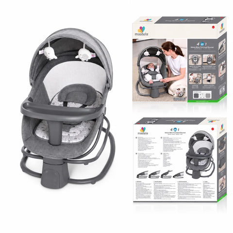 Premium 2-in-1 Baby Rocker & Bouncer with Canopy, Toy Bar & Soft Cushion | Grey