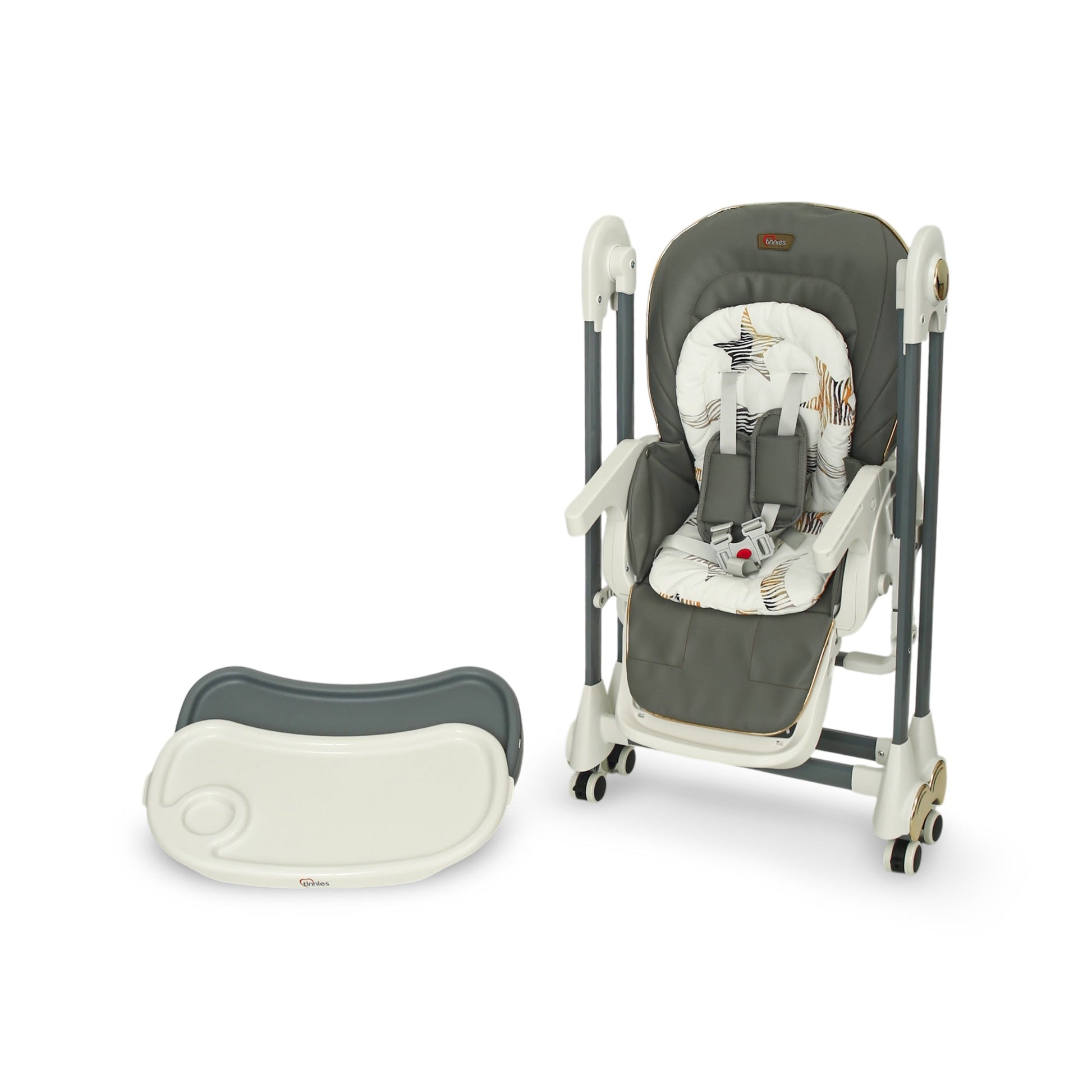TINNIES BABY HIGH CHAIR W/SWING - GREY