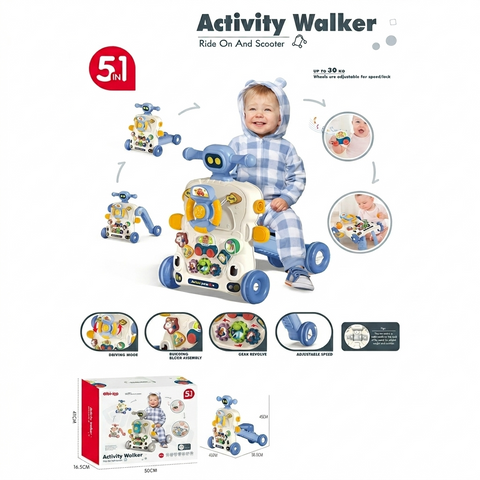 Huanger 5-in-1 Baby Activity Walker, Ride-On, and Scooter Combo - 0-3 Years