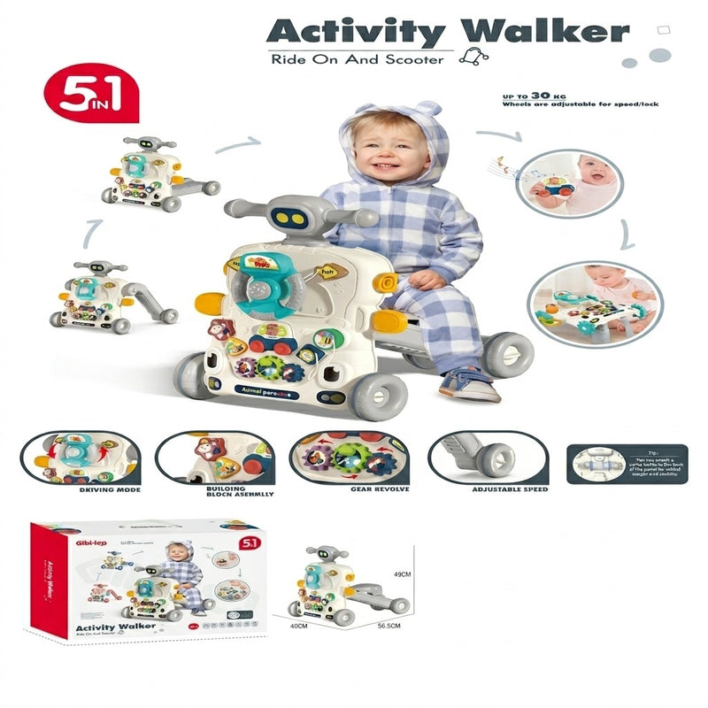 Huanger 5-in-1 Baby Activity Walker, Ride-On, and Scooter Combo - 0-3 Years