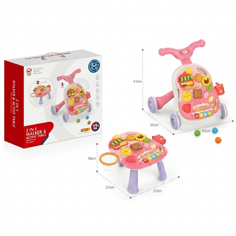 2-in-1 Sit-to-Stand Baby Walker & Interactive Activity Center – Developmental Learning Toy for Toddlers (6M+)