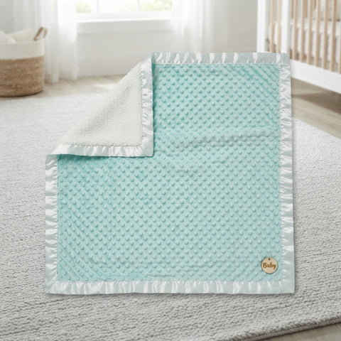 Ultra Soft Baby Minky Blanket – Double Layer Sherpa Fleece Receiving Blanket (Mint Green)