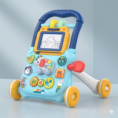 Huanger 2-in-1 Baby Music Walker & Activity Center (Blue)